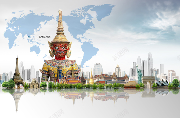 世界旅游名胜泰国曼谷海报背景
