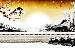 韩国美景图片冬季雪花美景广告背景高清图片