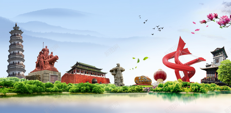 广东旅游著名景点展板psd设计背景_新图网 https://ixintu.com 广东 摄影 旅游开心 著名景点 风景