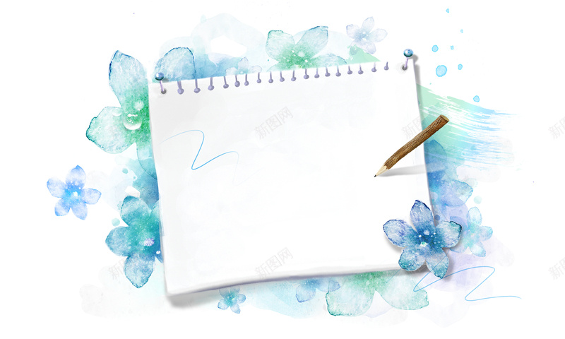 书信便签印刷背景psd设计背景_新图网 https://ixintu.com 书信 便签 写字 卡通 印刷背景 手绘 文字 童趣 笔记本 蓝色花朵 铅笔