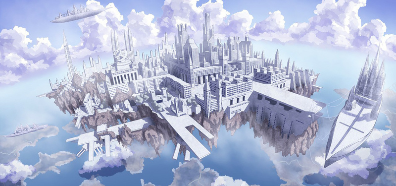 卡通天空之城背景背景