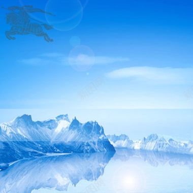 蓝色湖泊山峰背景背景