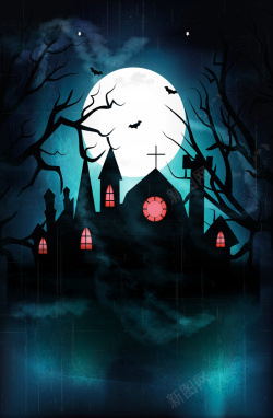 神秘古堡万圣节神秘的建筑海报背景高清图片