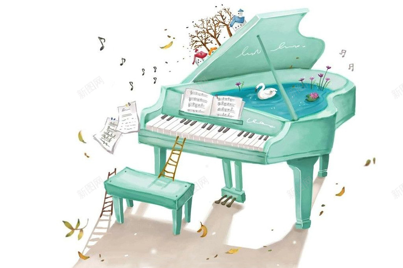 钢琴手绘钢琴卡通钢琴小鸭子钢琴jpg设计背景_新图网 https://ixintu.com 卡通钢琴 小鸭子钢琴 手绘钢琴 钢琴图片
