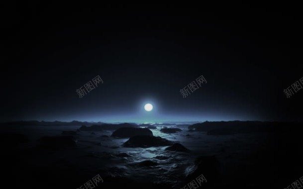 夜幕下的海滩礁石海报背景背景