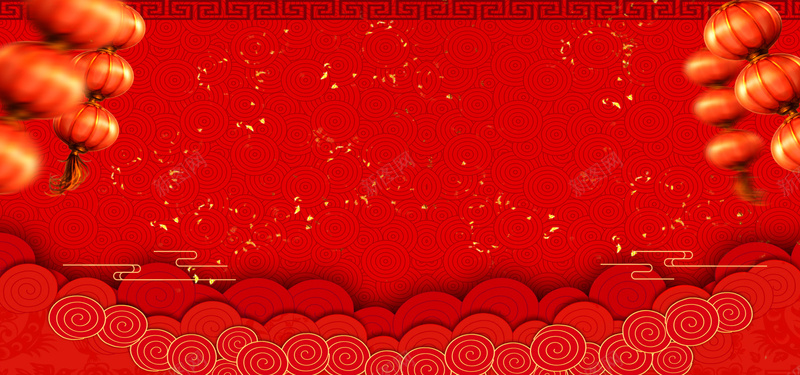 春节鸡年喜庆红色电商海报背景背景