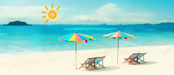 沙滩太阳雨伞背景图png免抠素材_新图网 https://ixintu.com 太阳 沙滩 雨伞