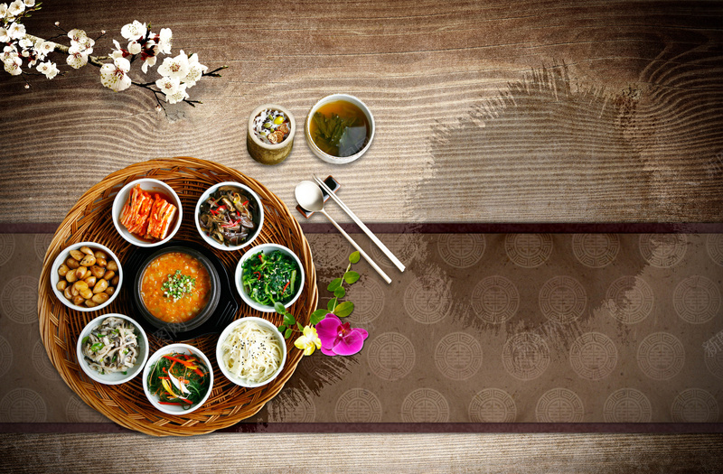 韩式料理饭店菜单背景psd_新图网 https://ixintu.com 丰富 宫廷 料理 美食 韩国 韩风 食物 饭店