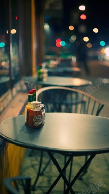城市街角小吃桌摄影H5背景摄影图片