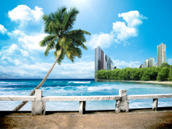 日光海滩素材海滩旅游海报背景海报