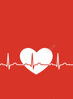健康医疗标志矢量红色医疗心电图心形背景高清图片