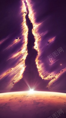 紫色太空H5背景摄影图片
