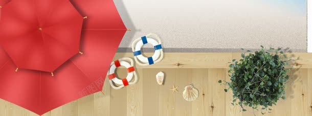 木板上的风景背景jpg设计背景_新图网 https://ixintu.com psd素材 救生圈 木板 泳圈 遮阳伞 雨伞