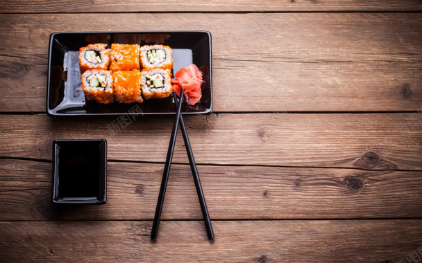 小清新寿司食物背景摄影图片