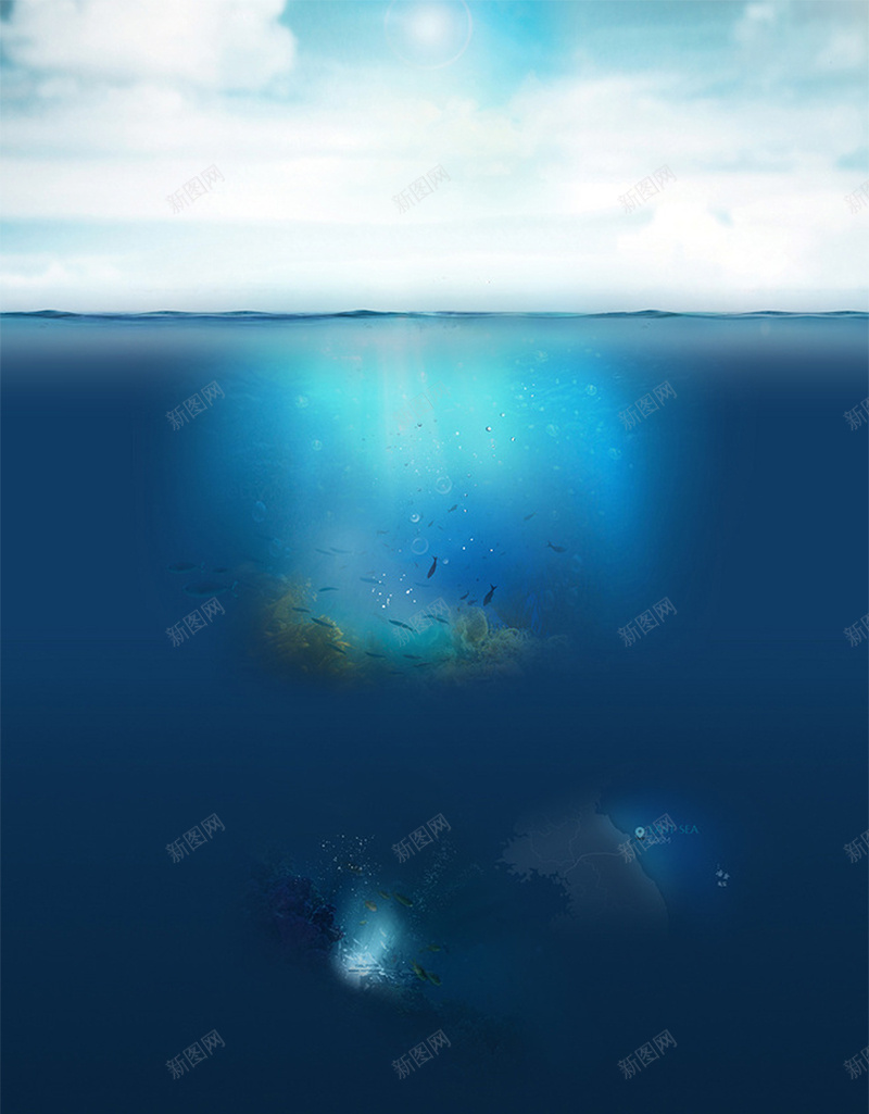 深海质感海报背景jpg设计背景_新图网 https://ixintu.com 光源 忧伤 水泡 海底 海报 深海 素材 背景 蓝天 蓝色 质感