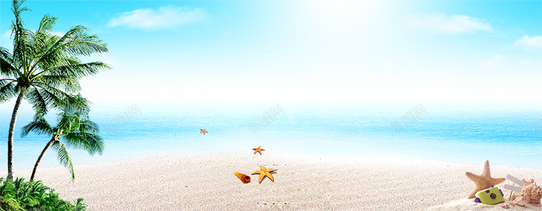 沙滩海报背景jpg设计背景_新图网 https://ixintu.com 树 沙子 沙滩 海边 白云 蓝天 详情页海报