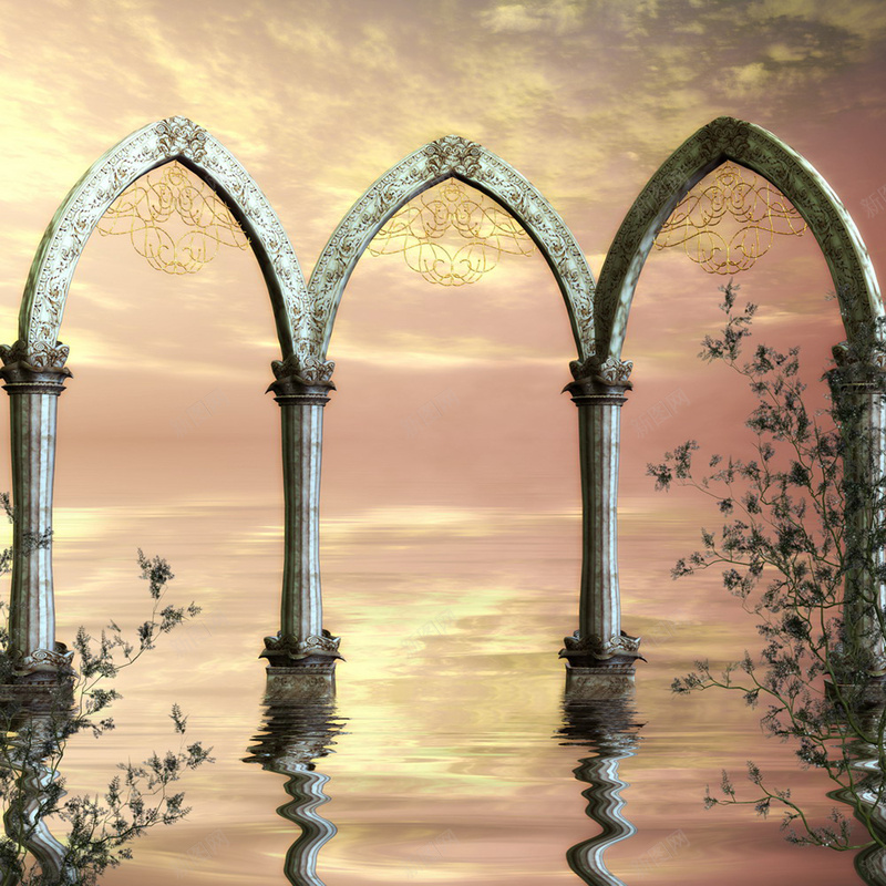 梦幻城堡拱门jpg设计背景_新图网 https://ixintu.com 城堡 拱门 梦幻 浪漫 纹理 质感