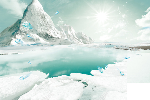 冰雪风景光芒山川背景摄影图片