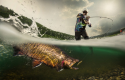 钓鱼男士素材钓鱼水浪风景平面广告高清图片