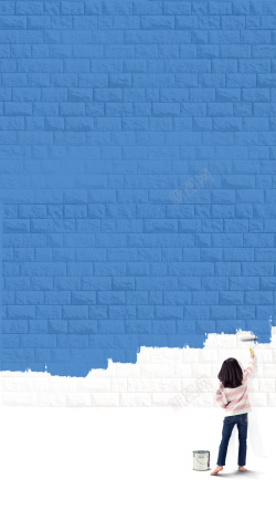 蓝色砖墙蓝色墙面背景高清图片