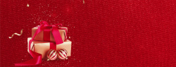 礼物盒感恩节礼物盒文艺质感红色banner高清图片