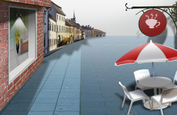欧式木椅咖啡馆享受阳光海报背景高清图片