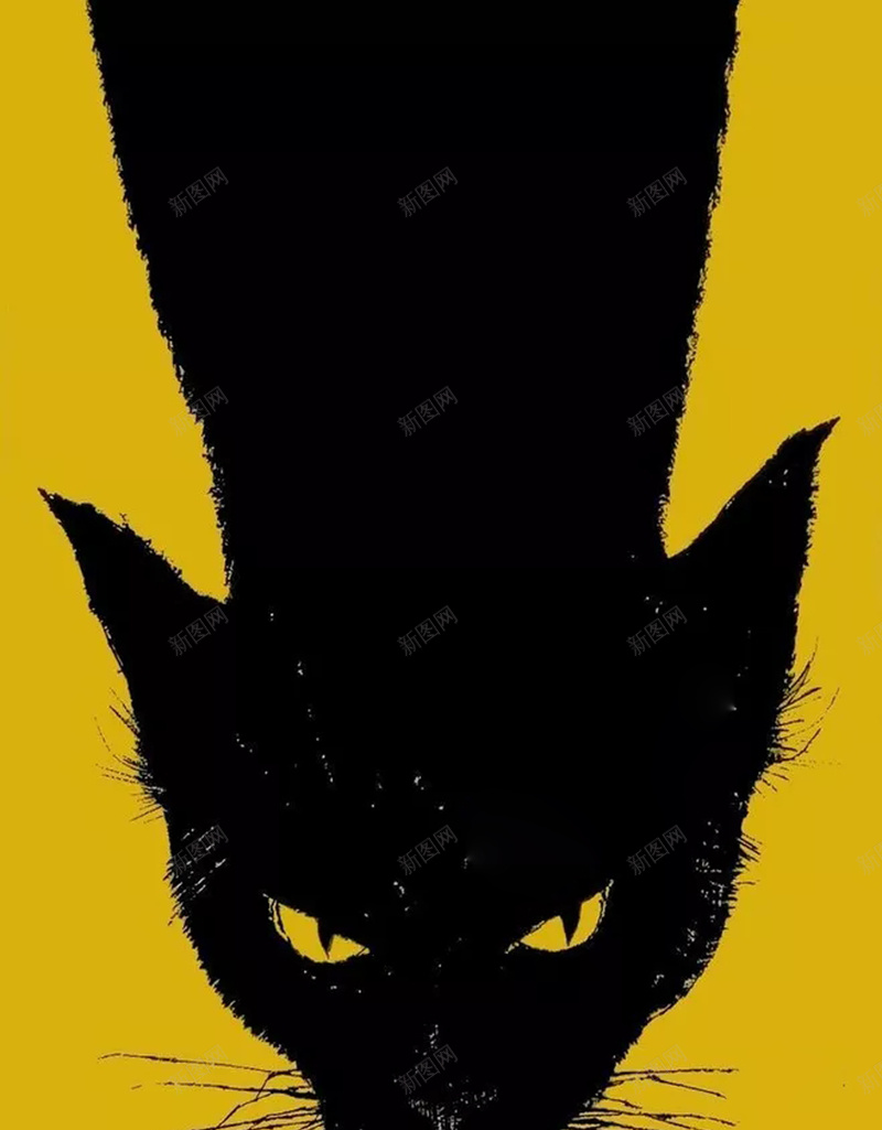 手绘黑猫海报psd设计背景_新图网 https://ixintu.com 人物 势力 国外 城市 手绘 权威 神秘 黄色 黑猫