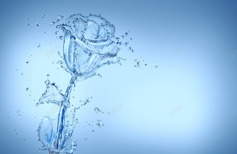 漂亮的蓝色背景水玫瑰jpg设计背景_新图网 https://ixintu.com 化妆品 水润 水滴 玫瑰 肌肤 蓝色