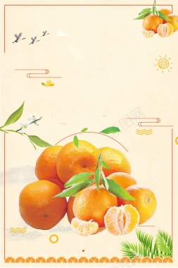 小清新新鲜蜜桔水果海报背景