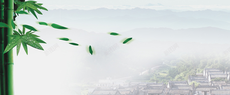 中国风水墨绿色竹林背景摄影图片