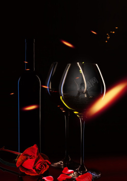 法国玫瑰黑色神秘葡萄酒海报背景高清图片