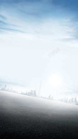 倾斜的汽车大气天空倾斜城市H5背景高清图片