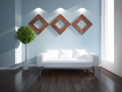 现代主义风格绿植沙发背景高清图片