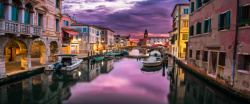 威尼斯风光唯美威尼斯水城夜景旅游海报背景图高清图片