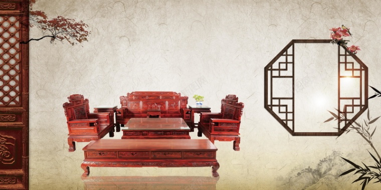 中国风古典红木家具背景