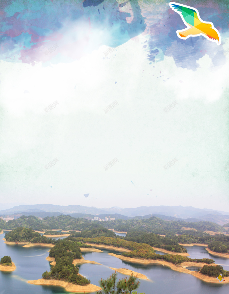 千岛湖旅游海报背景psd设计背景_新图网 https://ixintu.com 千岛湖 宣传 旅游 海报 背景 自然 风景 鸟儿