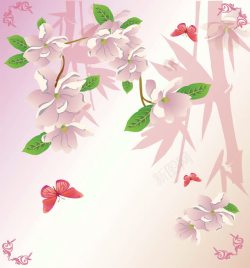 蝴蝶鲜花竹子背景图片蝴蝶鲜花竹子背景高清图片