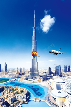 迪拜大楼迪拜旅游海报背景高清图片