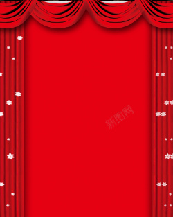 手绘中国风幕布红色窗帘幕布背景高清图片