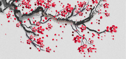 新海诚壁纸手绘梅花红梅中国风背景高清图片