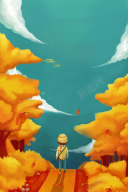 卡通秋季枫叶儿童平面广告背景
