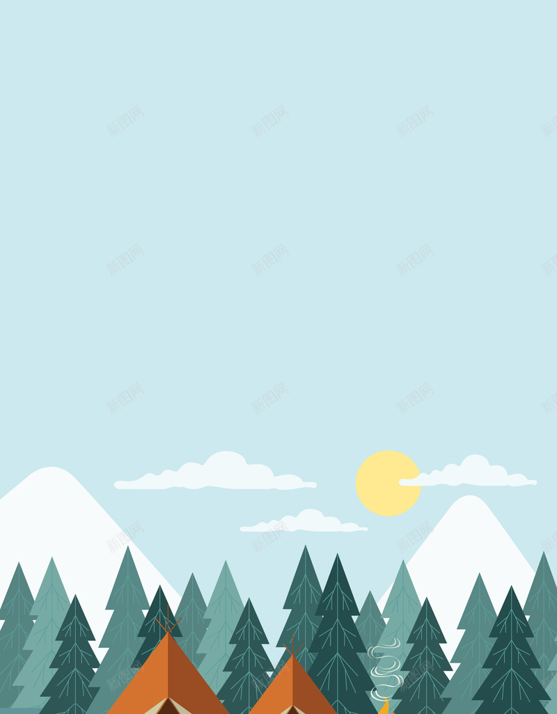 矢量简约扁平森林清晨ai设计背景_新图网 https://ixintu.com 太阳 山峰 扁平 树木 森林 清晨 白云 矢量 简约 蓝天 矢量图