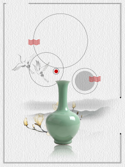 景德镇海报复古中国风简约陶瓷艺术海报背景高清图片