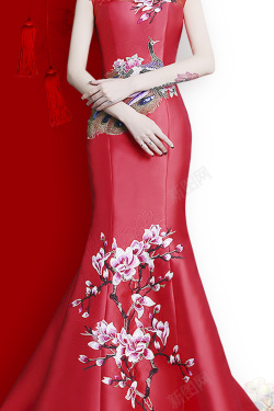 身材优美红色旗袍创意广告高清图片