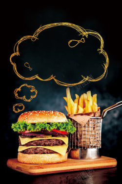 西式菜单汉堡薯条精致西式美食菜单推荐海报背景高清图片