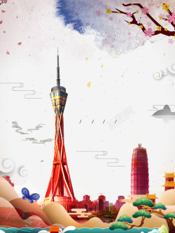 纪念塔中国风郑州旅游宣传海报背景高清图片