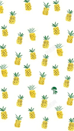 黄色菠萝创意可爱平铺H5背景高清图片