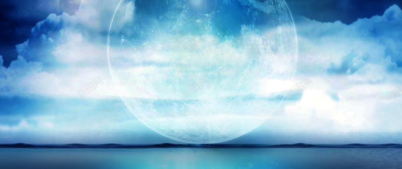 蓝色月光背景psd_新图网 https://ixintu.com 摄影 月光 海报banner 蓝天白云等 蓝色 风景