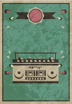 绿色收音机复古怀旧收音机广告背景矢量图高清图片