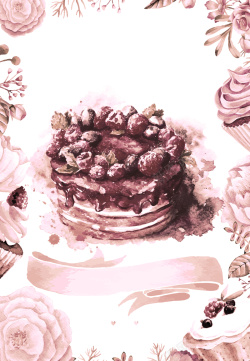 彩绘糕点蛋糕花朵母亲节彩绘糕点海报高清图片